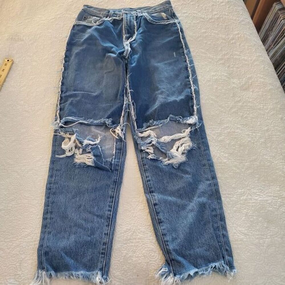 Carmar Jeans Blue High Rise Women 25 LF Distressed Grunge Denim Raw Hem Designer - Picture 2 of 11